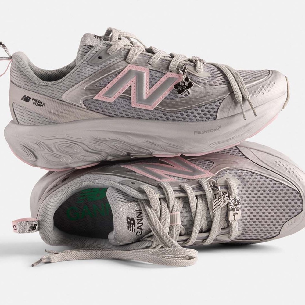 Ganni X New Balance Silver and Pink FFT Trainers
